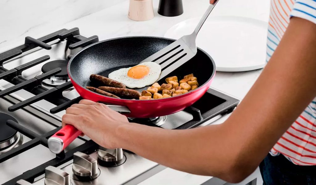 Ninja Foodi Frypan being used on a stovetop
