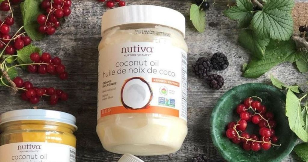 Jar of Nutiva Coconut Oils surrounded by berries