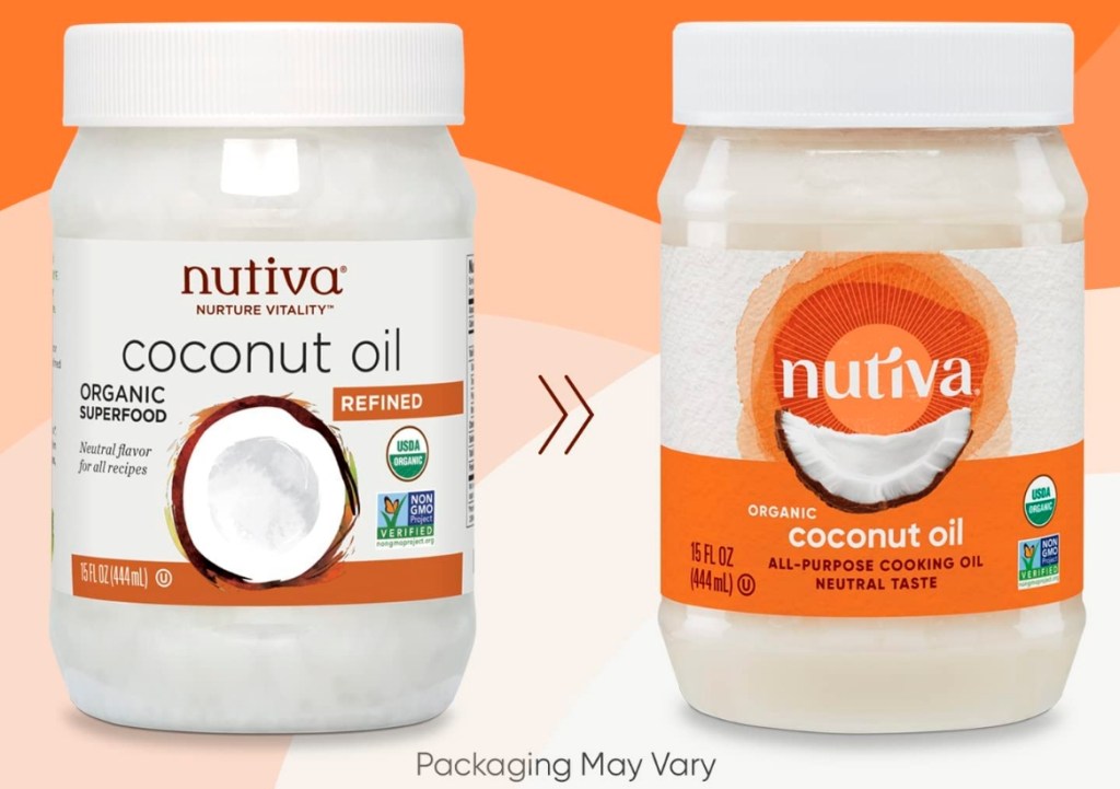 Two jars of Nutiva coconut oil