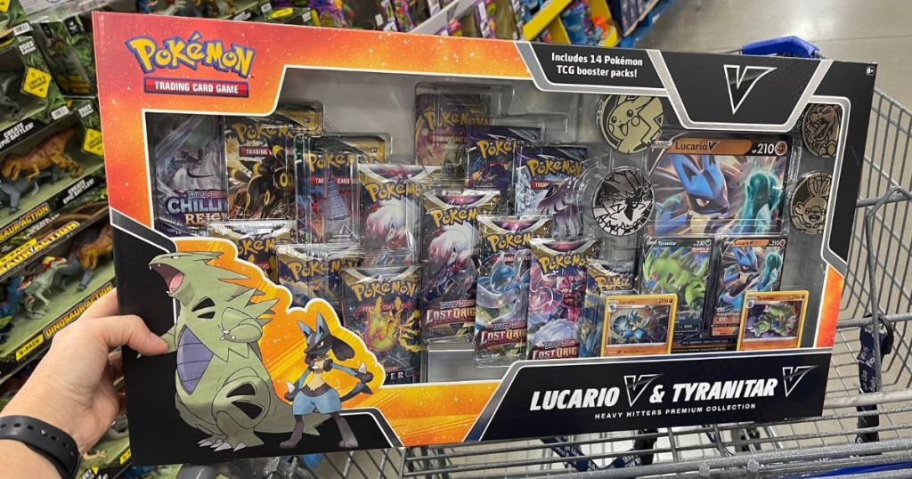 Pokémon Heavy Hitters Premium Collection sitting on Sam's Club shopping cart