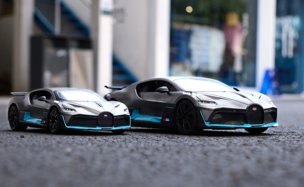 two sizes of RC cars