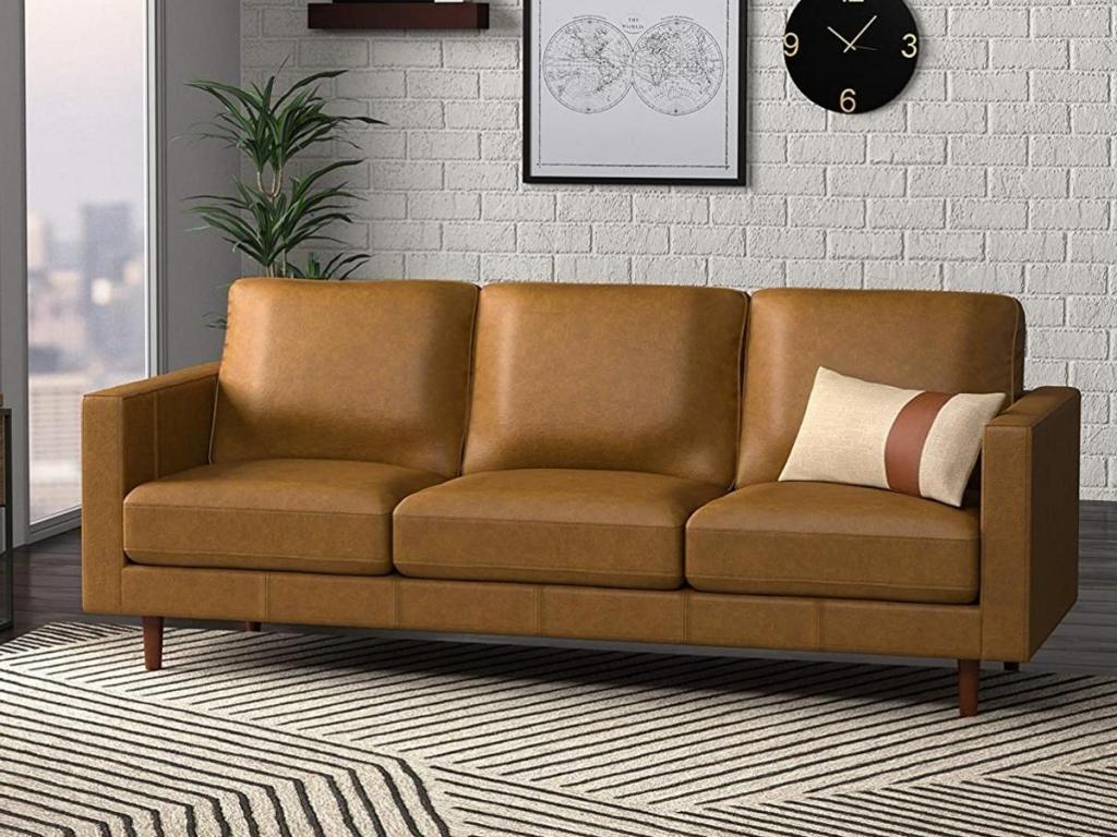 Rivet Revolve Modern Leather Sofa Couch