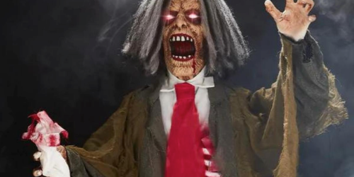 Zombie Animatronic w/ LED Eyes & Moving Arms Only $49.99 Shipped | Stands 5′ Tall!