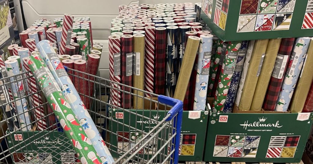 Many tubes of Sam's Club Hallmark Wrapping paper