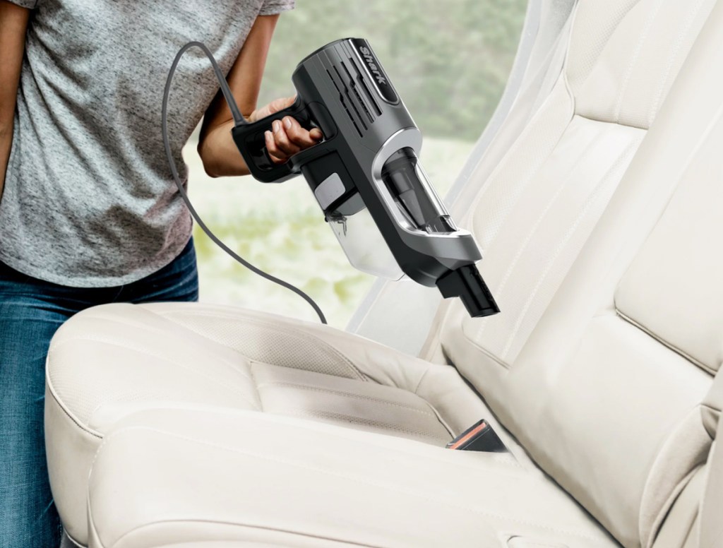 Using Shark UltraLight Corded Hand Vacuum in car