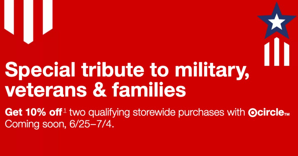 Target Military Circle Offer advertising 10% off