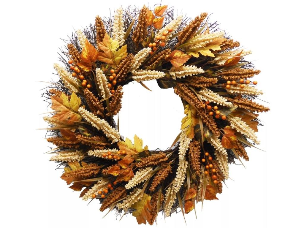 Bee & Willow 24" Thanksgiving Heather Porch Wreath