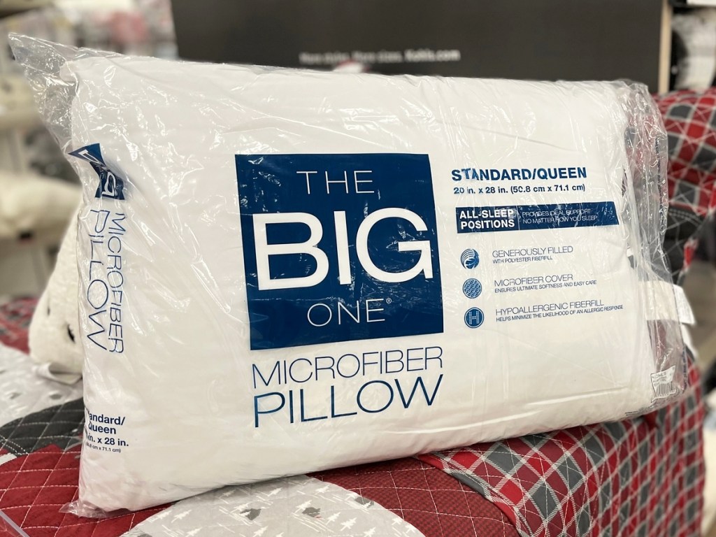 The Big One Microfiber Bed Pillow on display bed in store