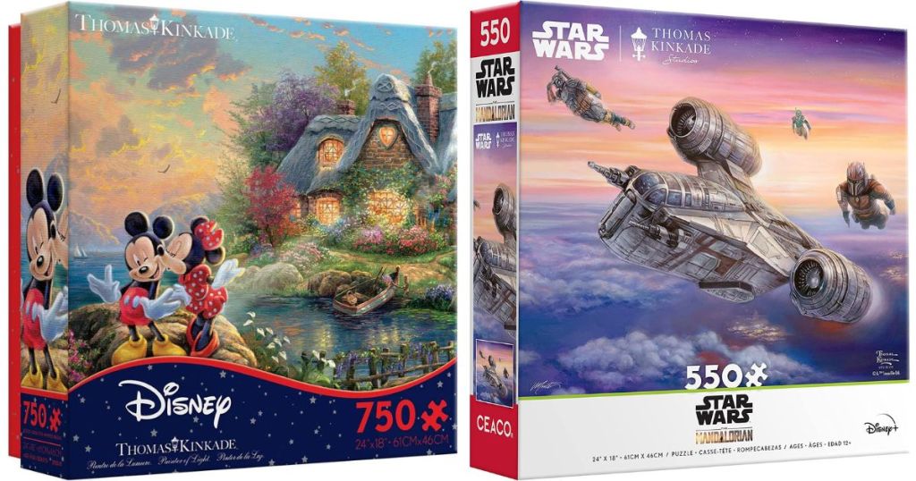 Thomas Kinkade Disney Minnie and Minnie Mouse puzzle and a Star Wars puzzle