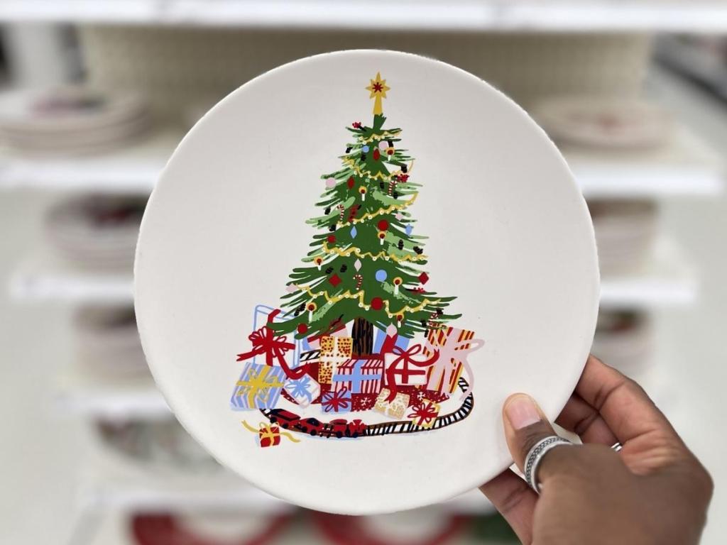 Threshold 7.5" Stoneware Appetizer Plate, Christmas Tree