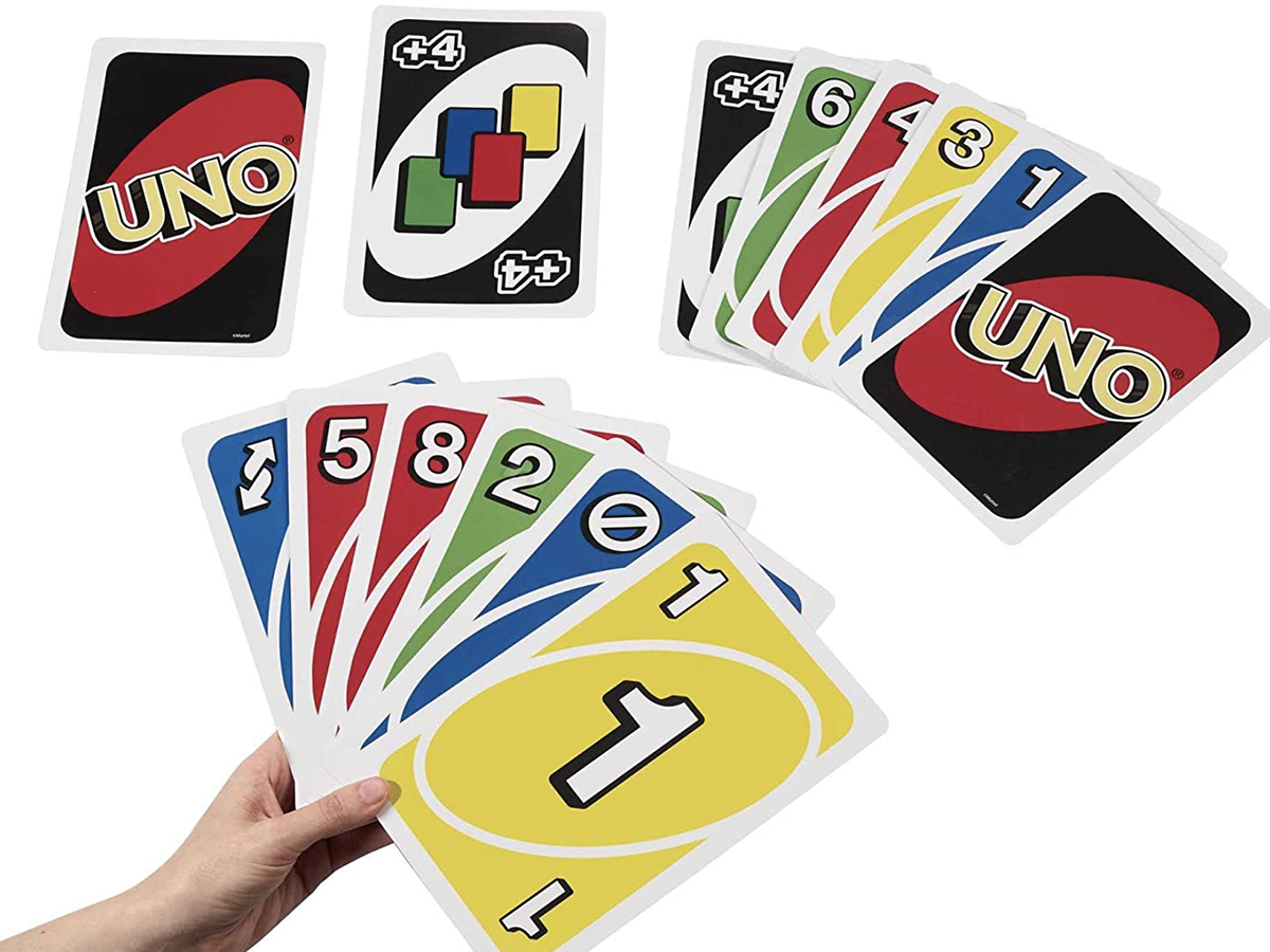 stock image of giant uno cards game