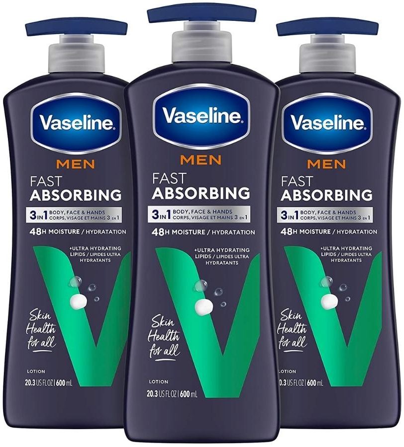 Vaseline Men's Fast-Absorbing Healing Moisture Lotion 3-Pack