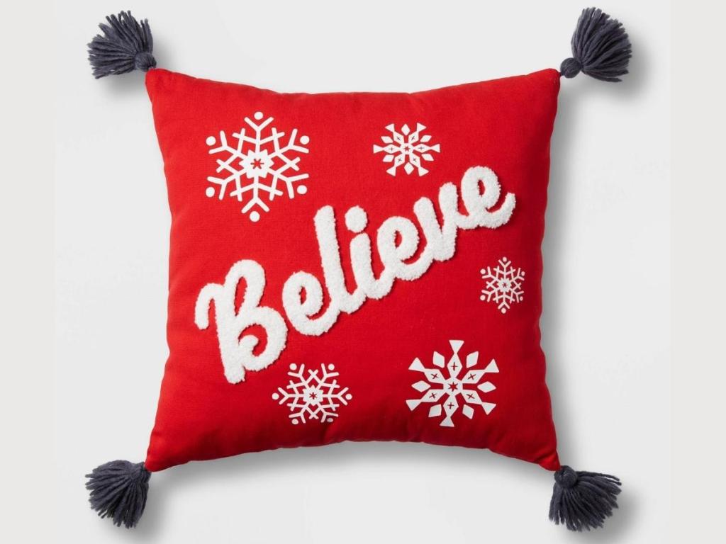 Wondershop Reversible 'Believe'/Striped Decorative Pillow