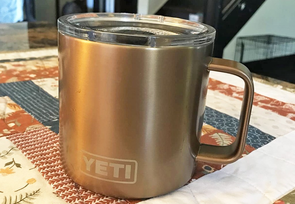 copper color yeti mug