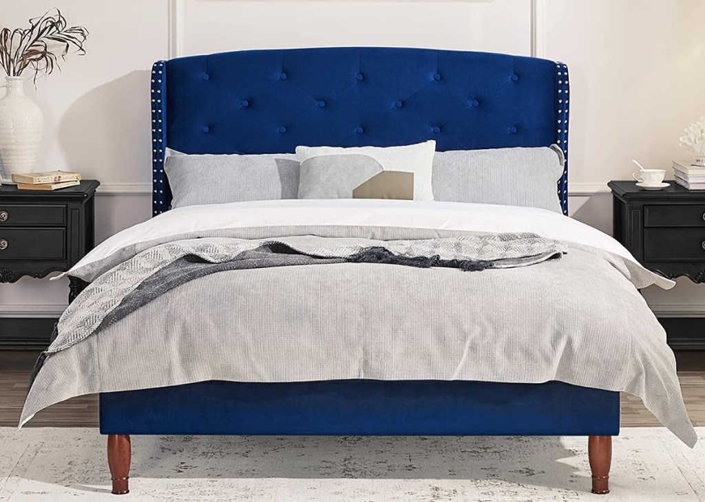 Yaheetech Platform Bed in Navy