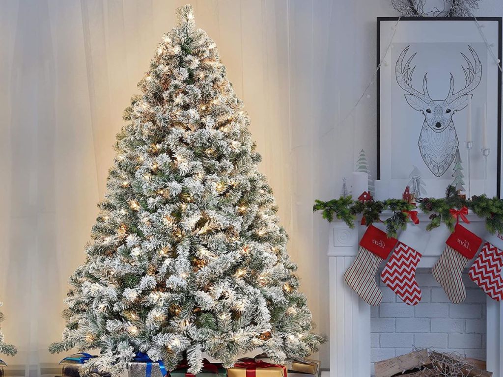 Snow Flocked PreLit 6' Christmas Tree Just 91.99 Shipped on Amazon