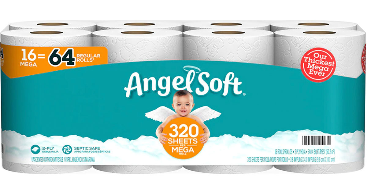 Angel Soft Toilet Paper Mega Rolls 16Count Only 8.99 on