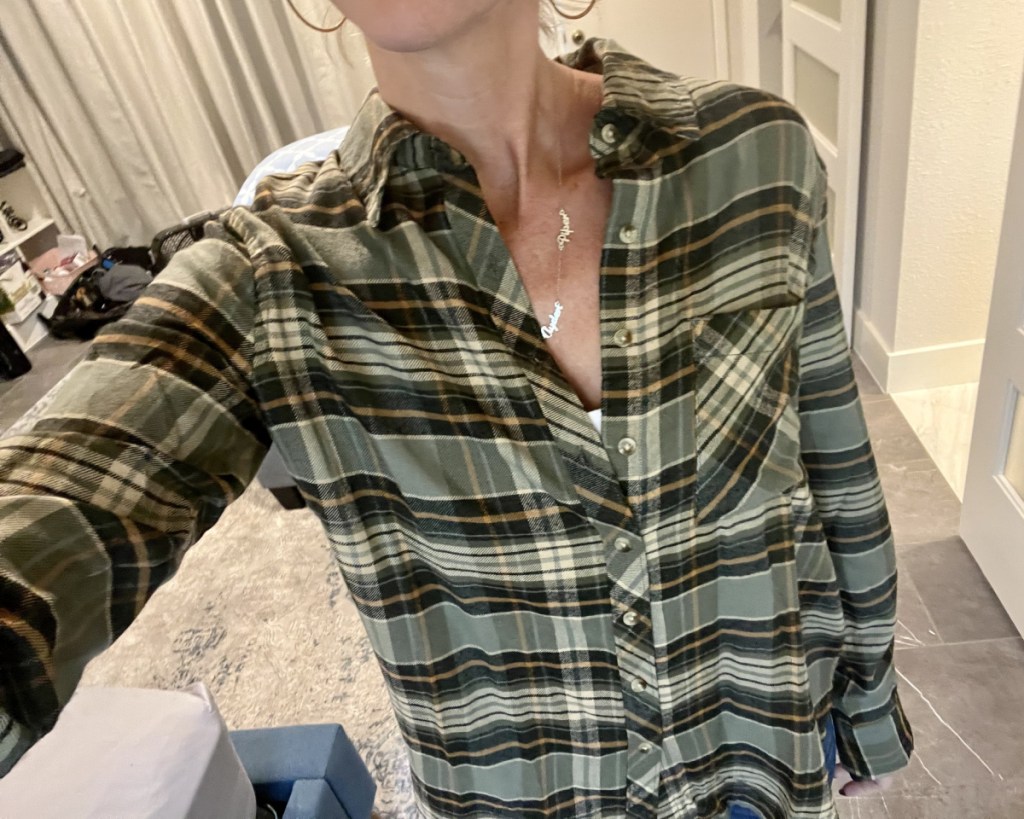olive green womens flannel