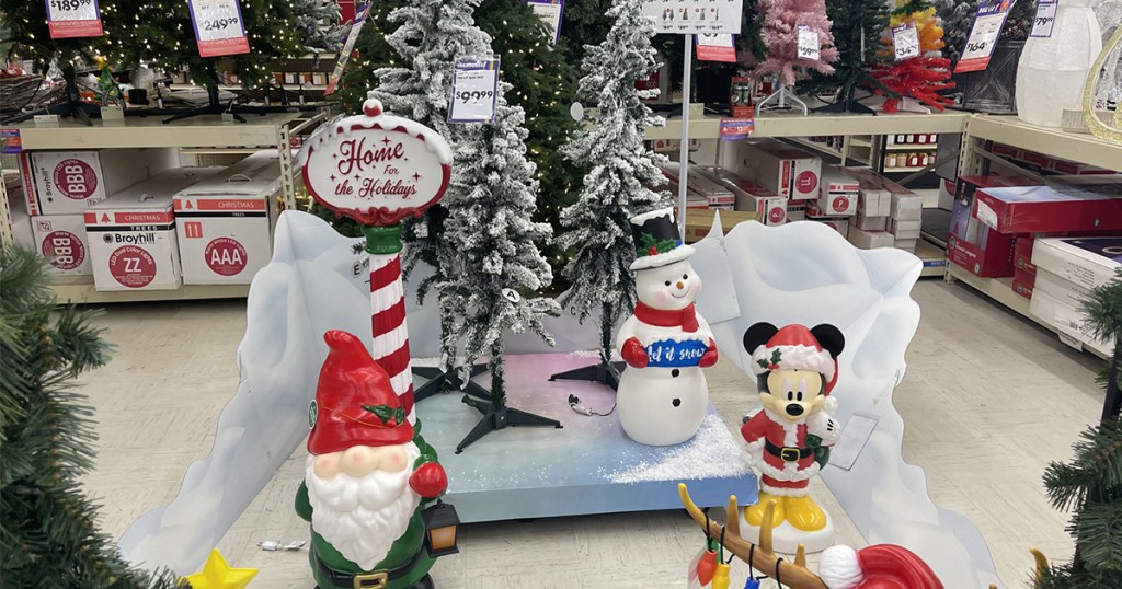 christmas trees and blow molds at big lots
