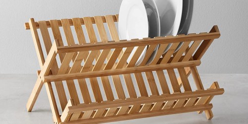 Amazon Basics Folding Bamboo Dish Drying Rack Just $9.86- LOWEST PRICE!