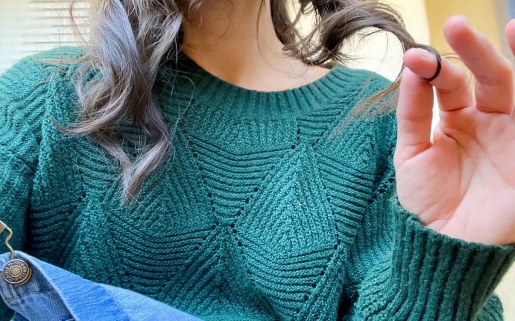 knit green sweater