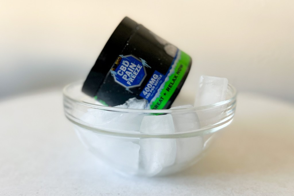 pain rub in bowl of ice