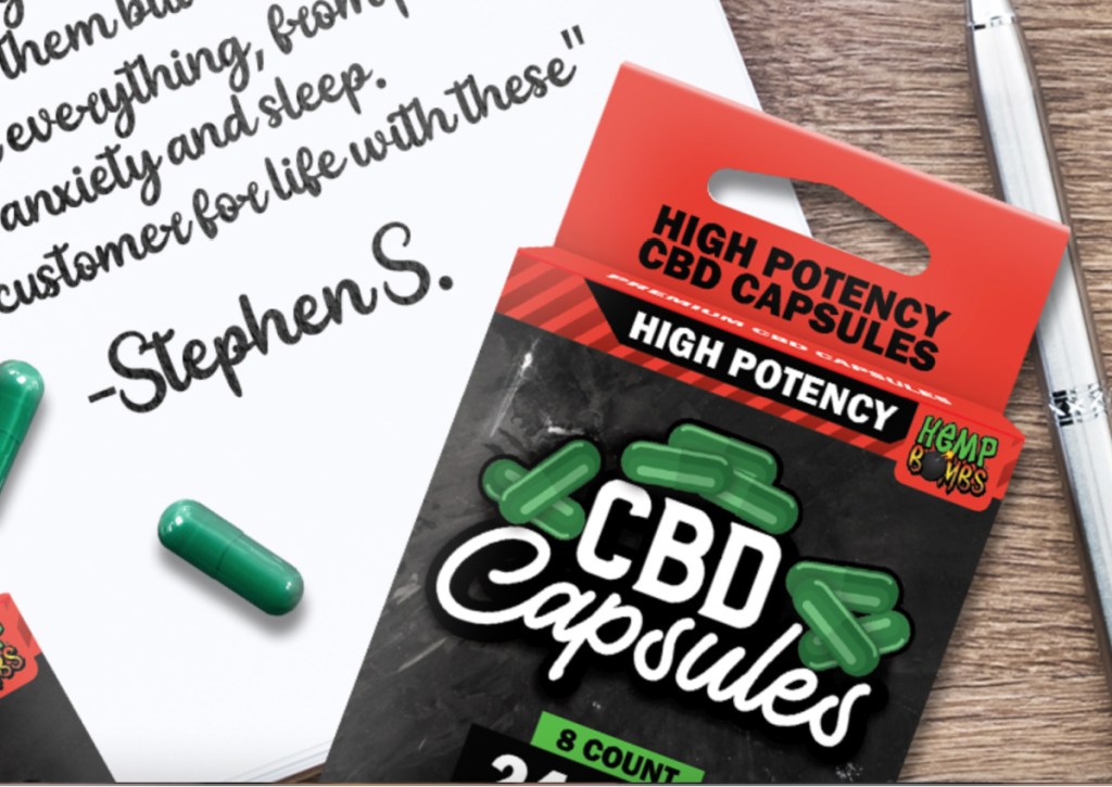CBD capsules on paper