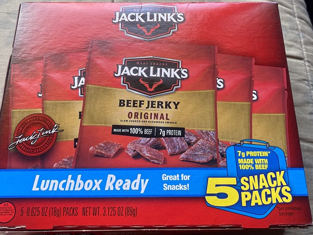 box of Jack Links beef jerkey