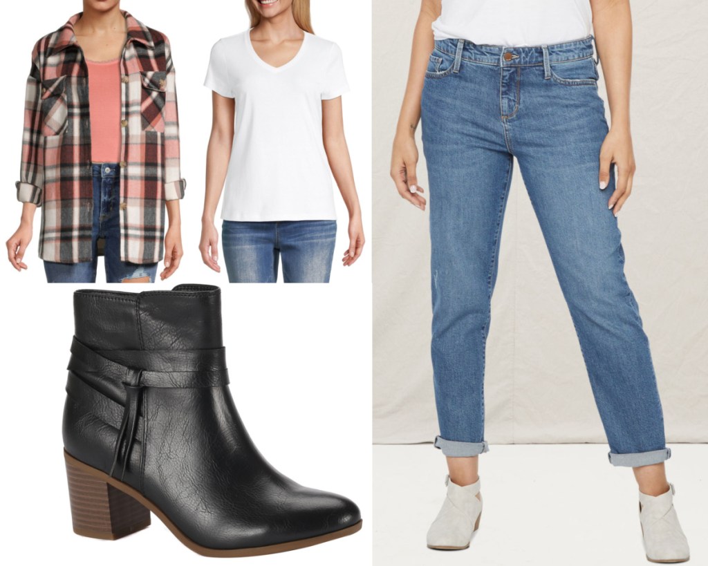 flannel vneck boots and jeans