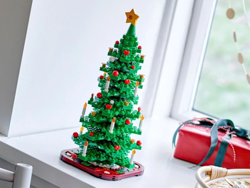 LEGO Christmas tree by window
