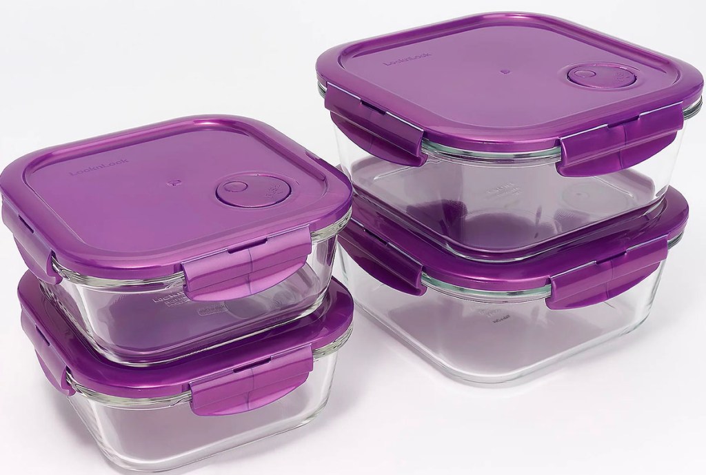 4 piece purple lock n lock storage container set