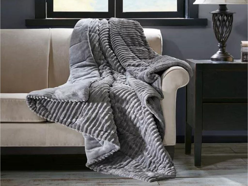 gray throw blanket