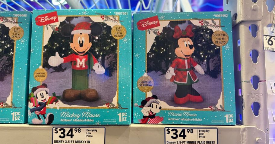 mickey and minnie mouse christmas inflatables in box in store