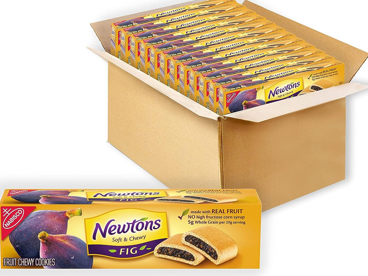 nabisco fig newtons box next to shipping box full of fig newtons