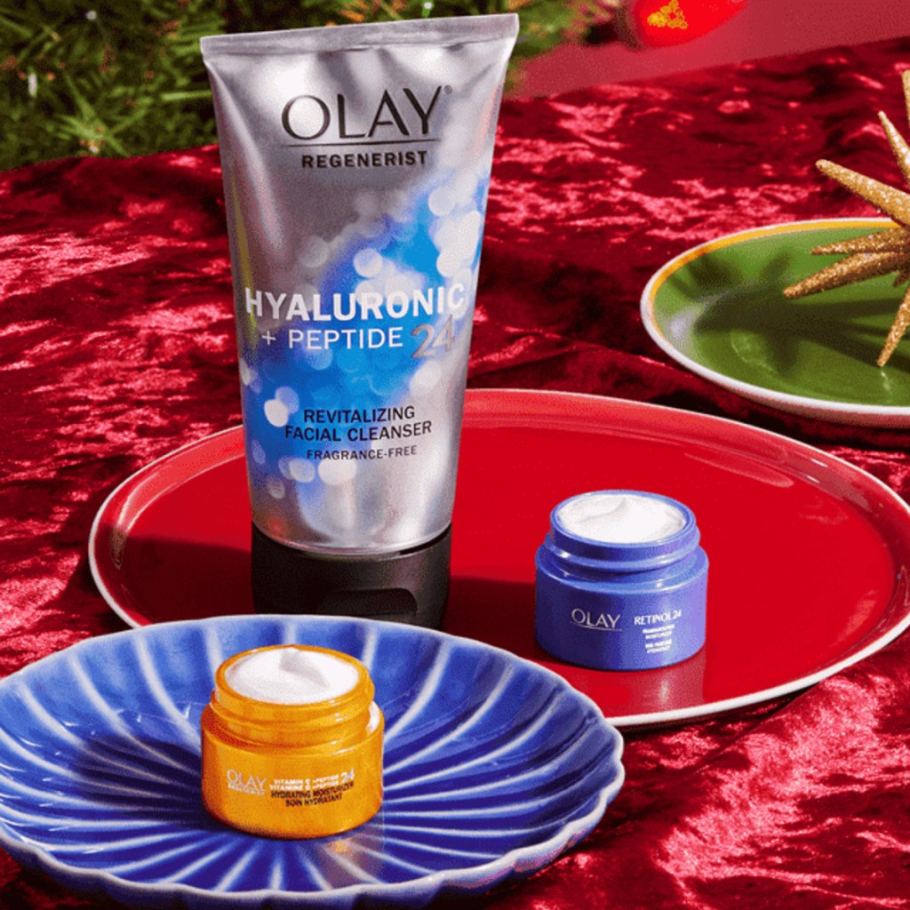 olay cleanser and mini moisturizers