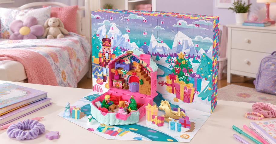 doll advent calendar in a girls bedroom