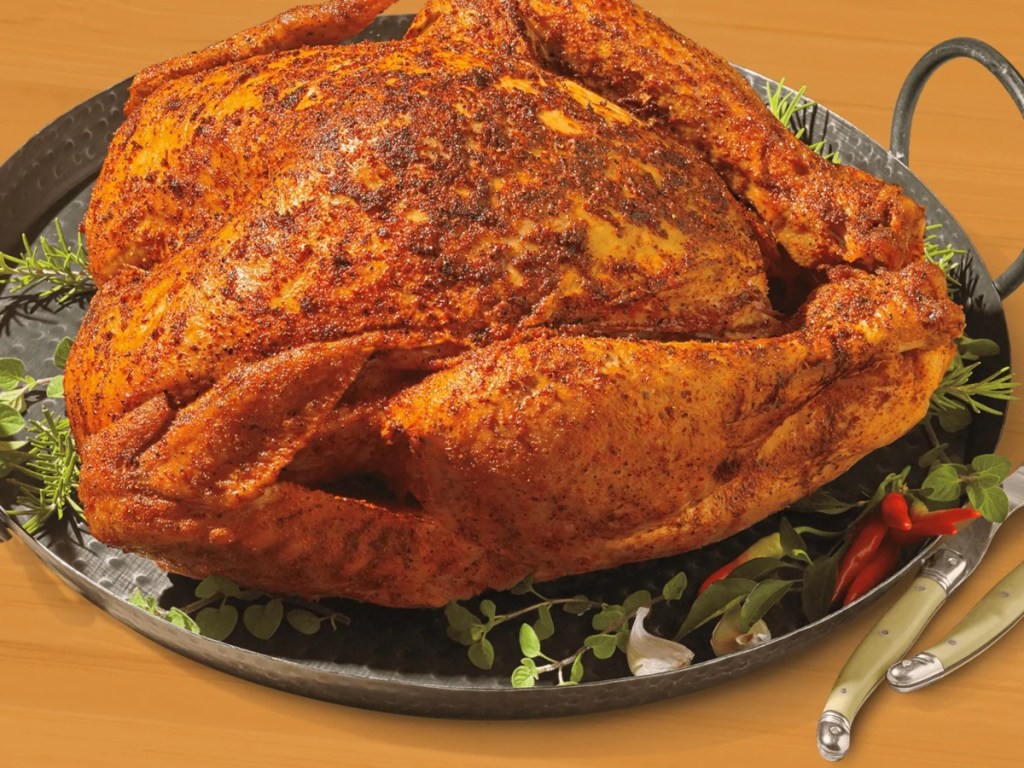 seasoned turkey on platter
