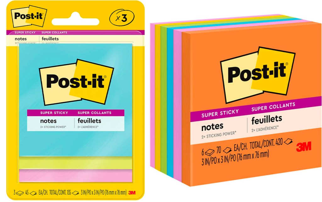 two packs of post it notes