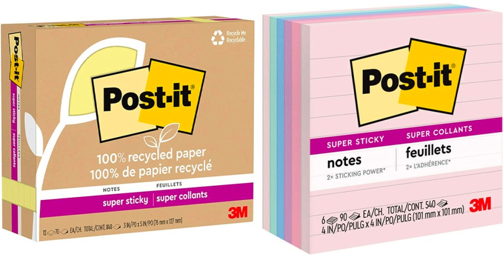 two packs of post it notes