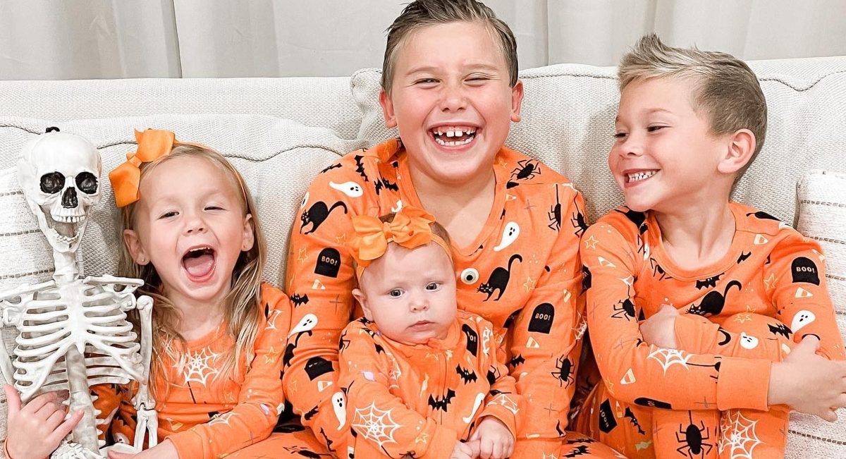 kids wearing matching pajamas