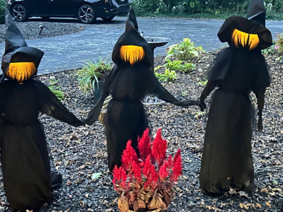 three witches holding hands outside during the day-2