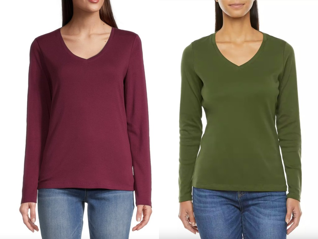 maroon and olive tops
