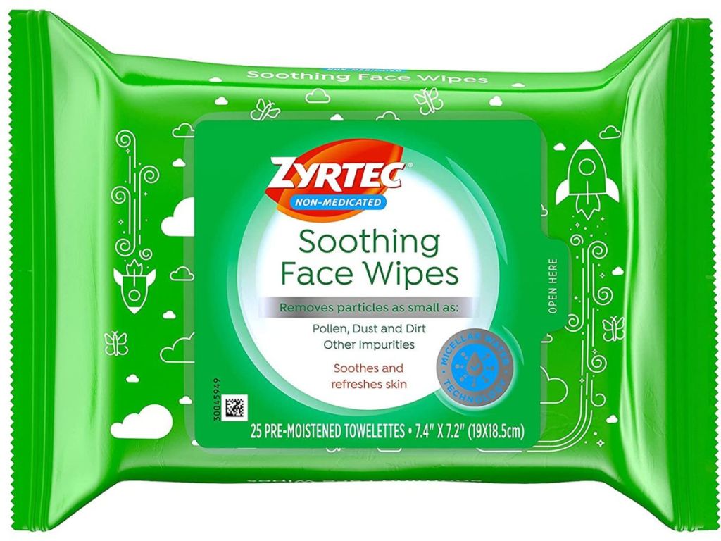 Zyrtec single pack children's facial wipes
