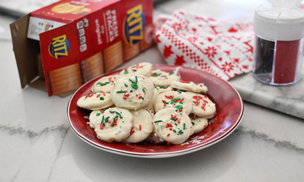 White Chocolate Christmas cookies on a plate