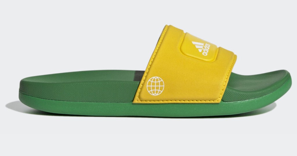 adidas kids slide in yellow and green