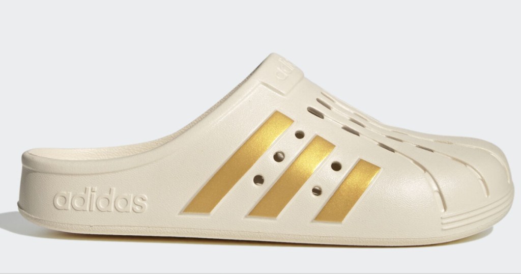 adidas mens clog in cream and gold