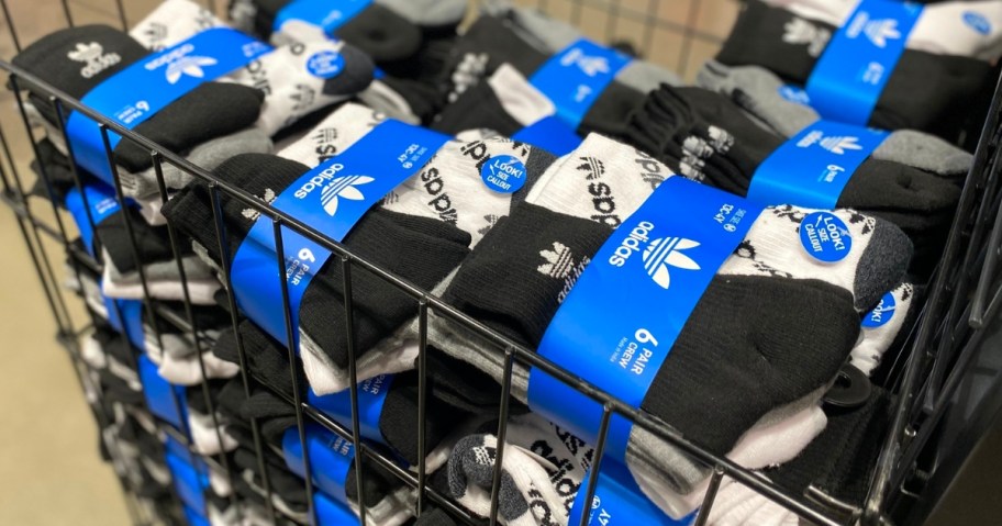 adidas socks packs in store bin