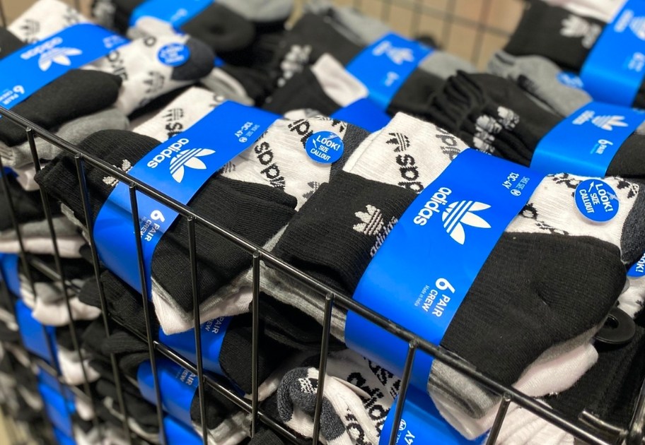 adidas socks packs in store bin