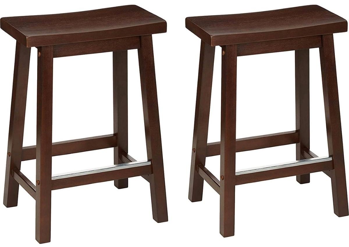 Amazon Basics Solid Wood Saddle-Seat Stools 2-Pack