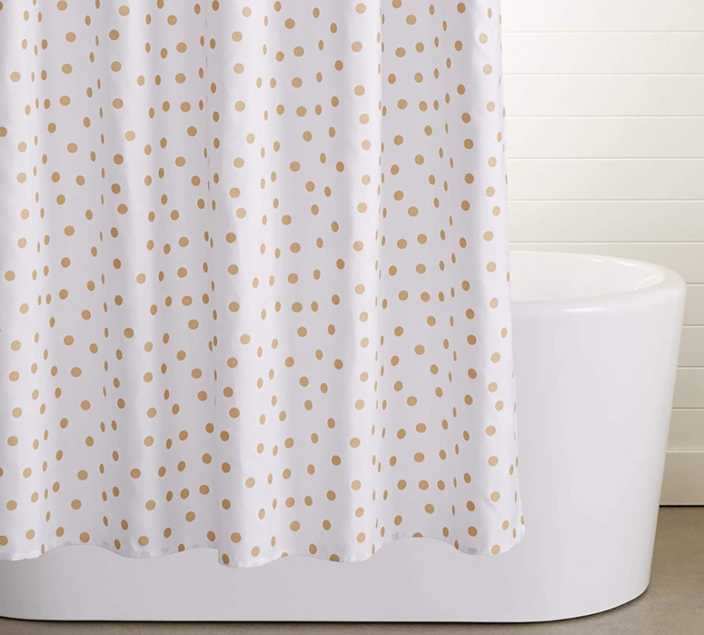 Amazon Basics Gold Dot Shower Curtain